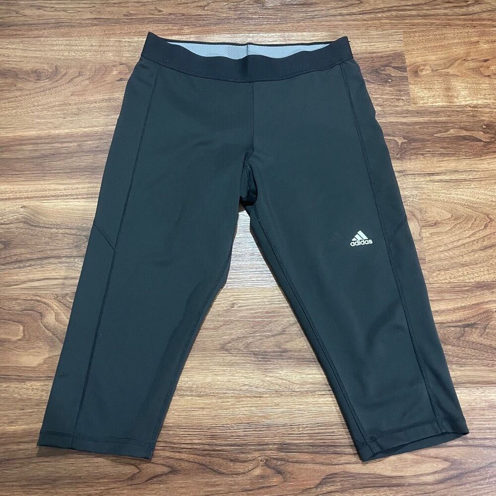 Adidas Pants Climalite Techfit Compression Capri Running Workout Black Women L